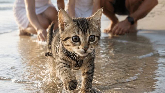 Family's Kitten Enjoys Unforgettable First Beach Adventure